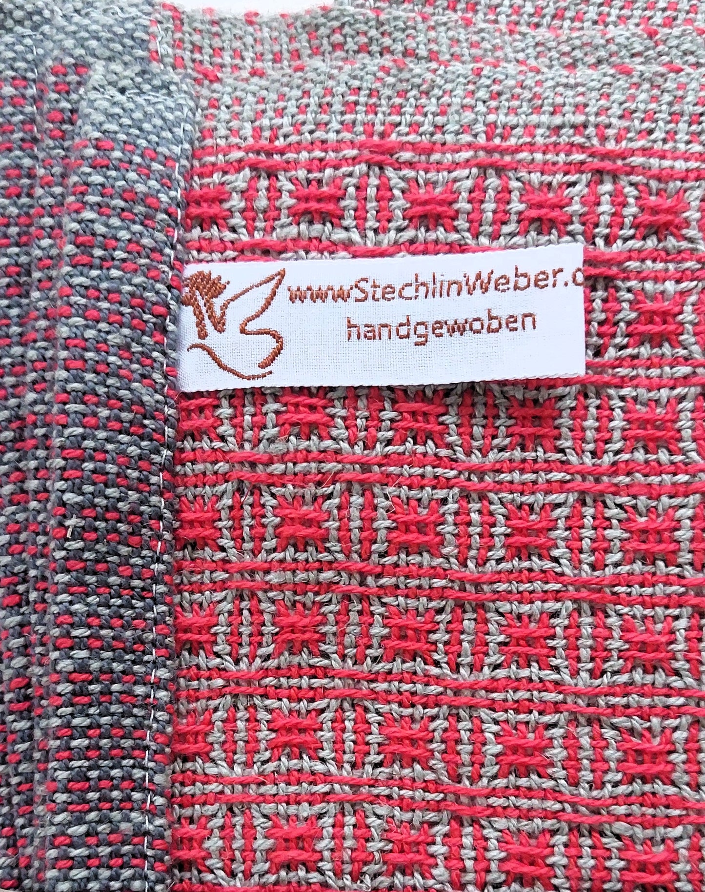 küchenhandtuch detailierte struktur rot hellgrau
