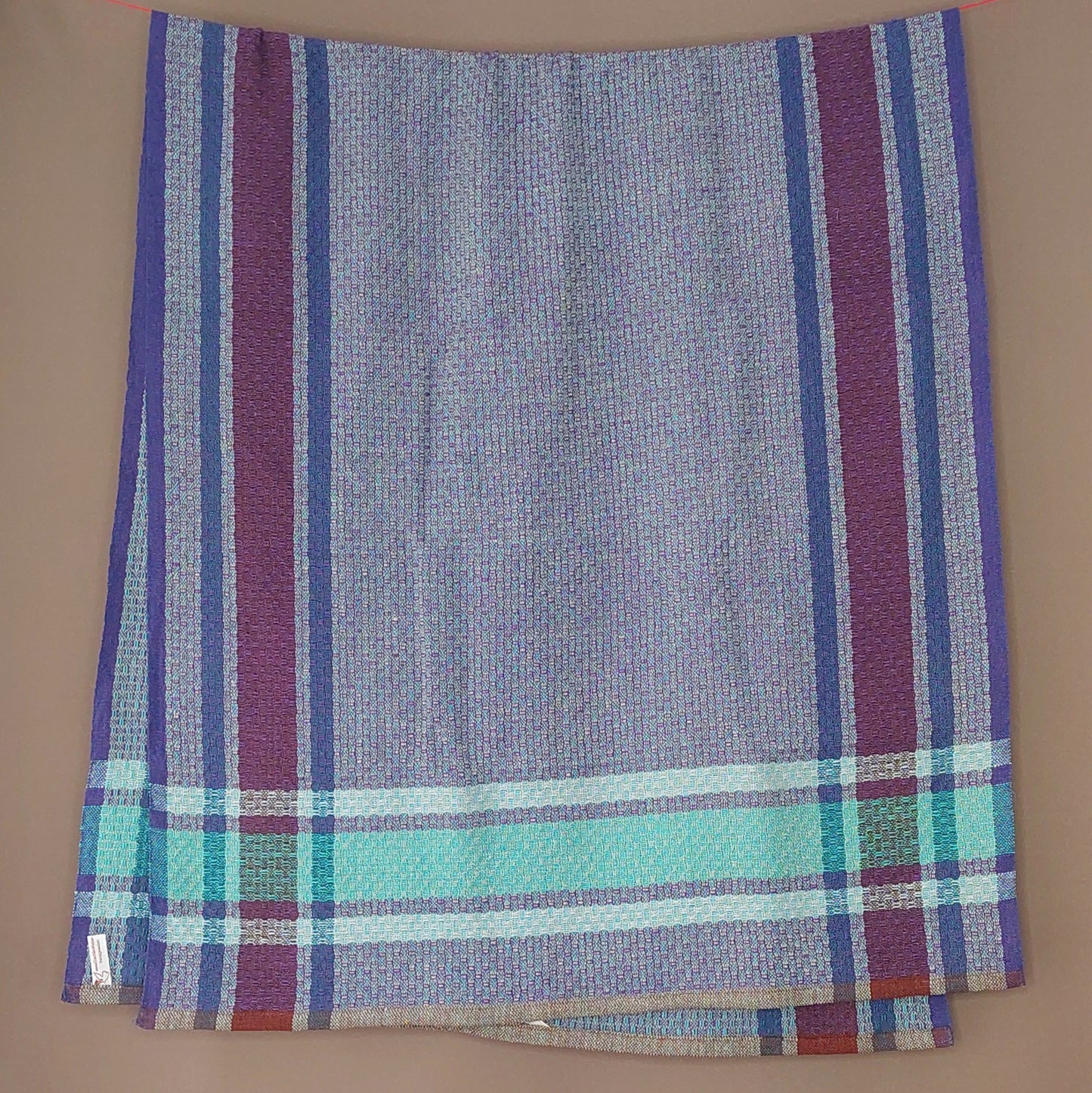 Bade- und Saunatuch Halbleinen Blau- und Lilatöne mit Türkis