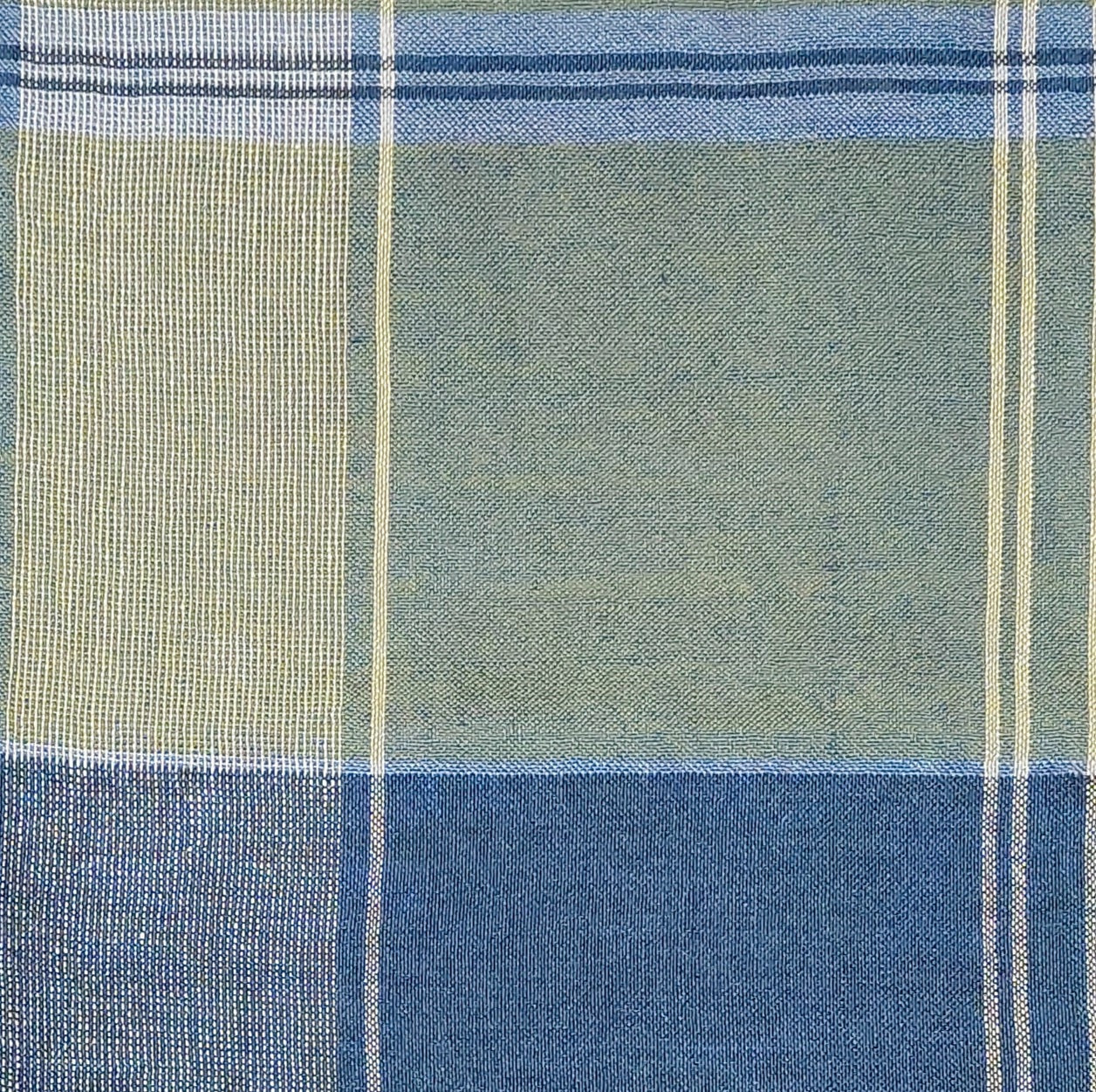 Leinenmerinoschal Denim mit Olivgrün