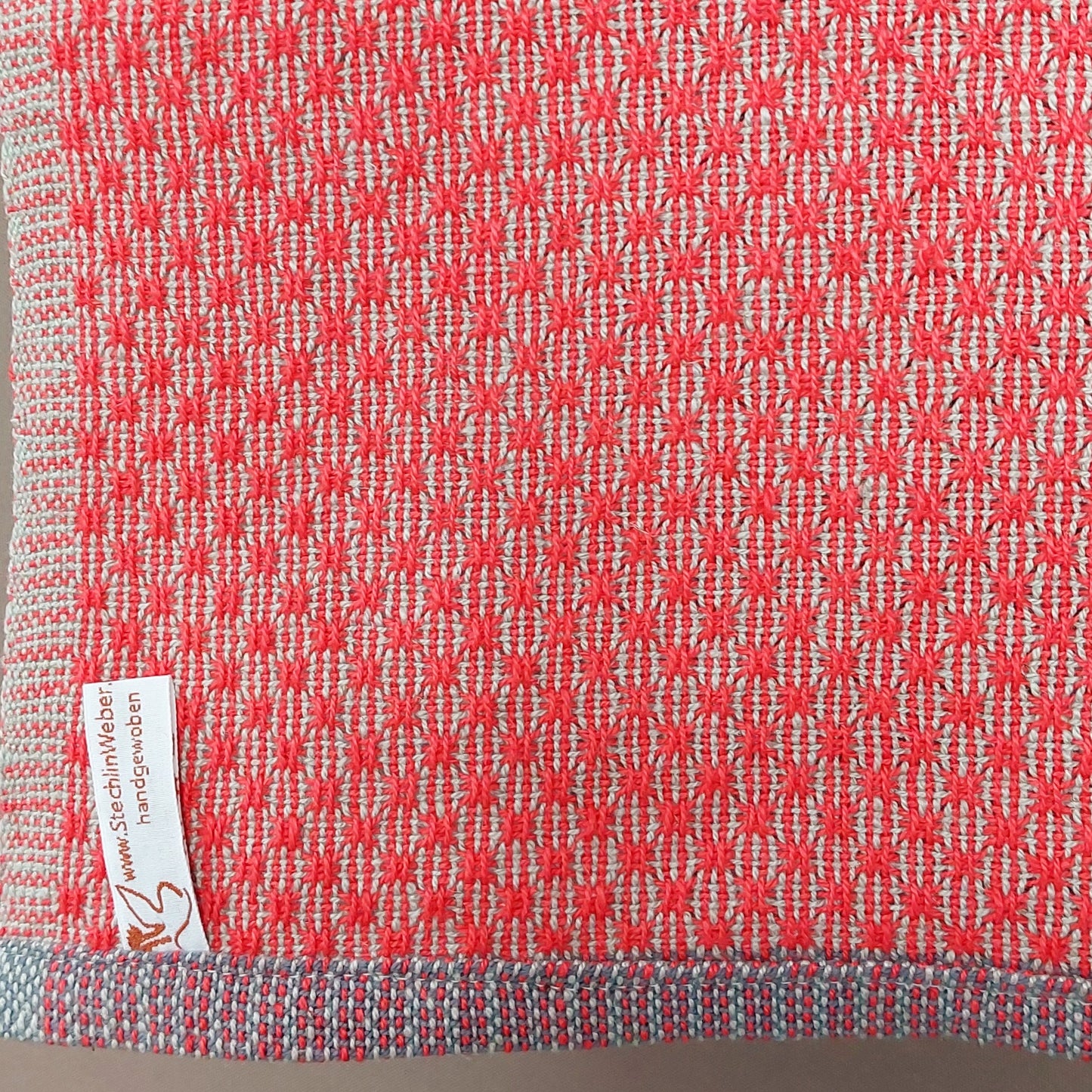 Handtuch aus Halbleinen Rot-Grau