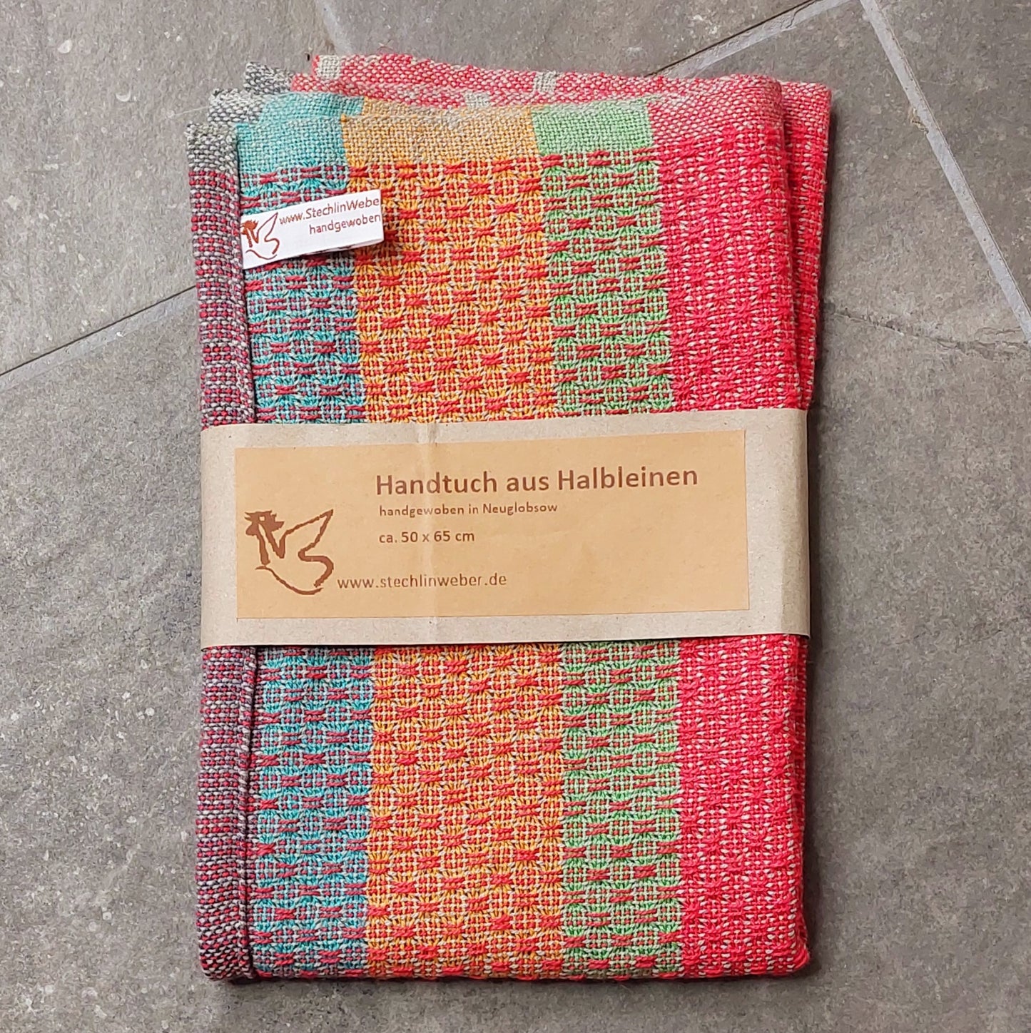 Handtuch aus Halbleinen Rot-Grau
