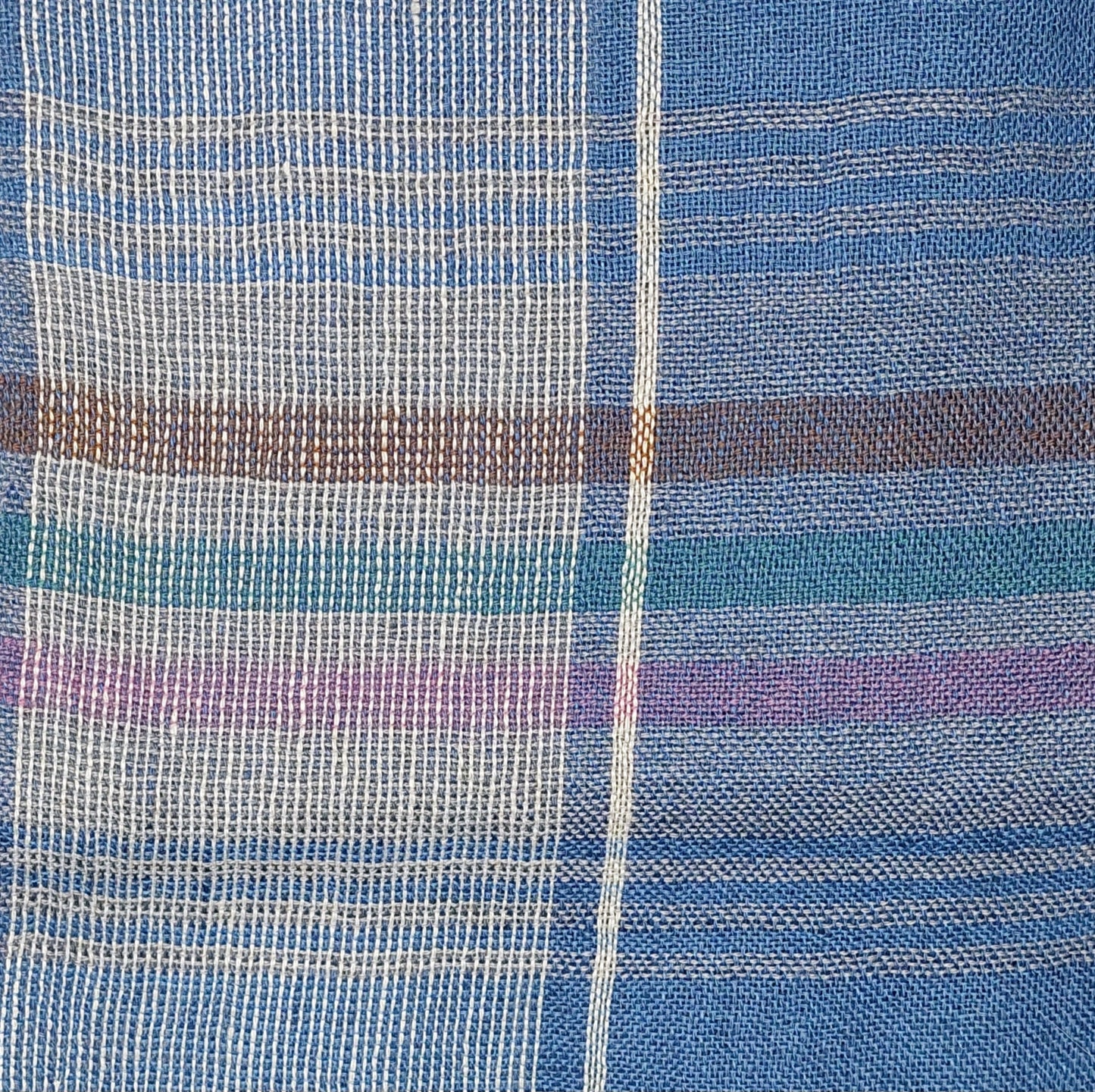 Leinenmerinoschal Blau Hellgrau