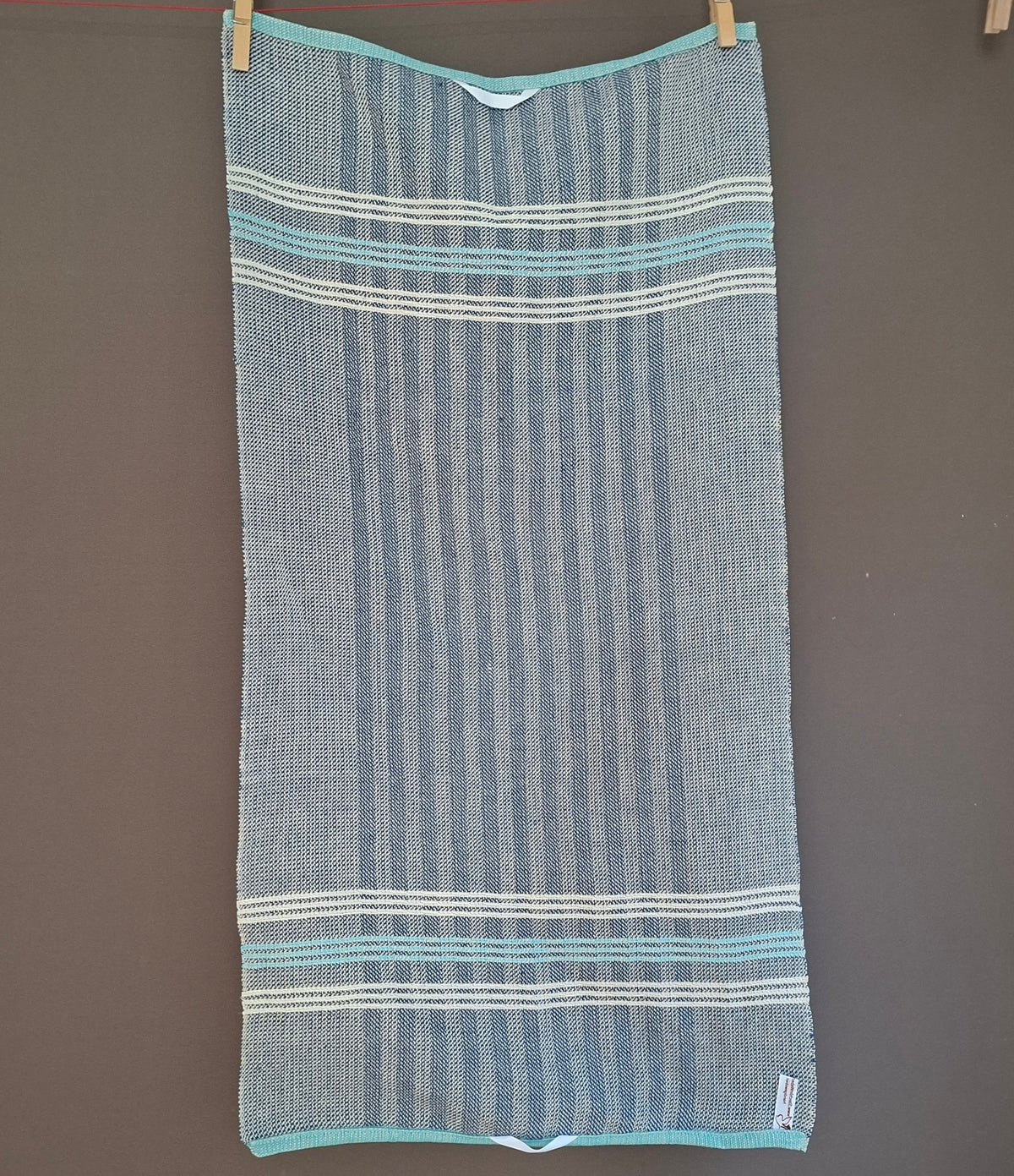 Handtuch aus Halbleinen Blau-Weiß gestreift oder kariert