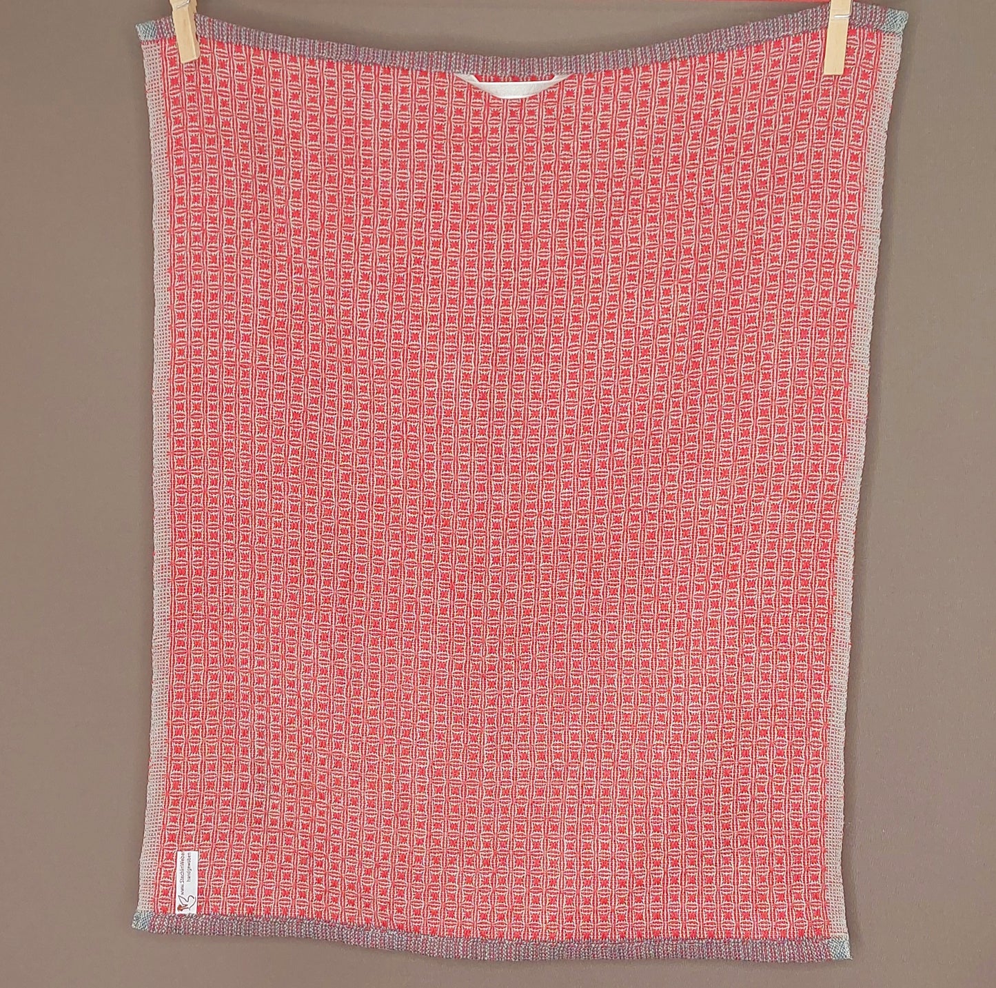 Handtuch aus Halbleinen Rot-Grau